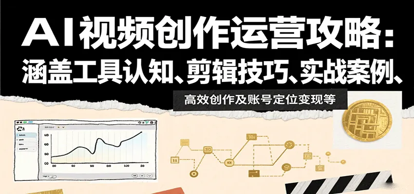 AI视频创作运营攻略:涵盖工具认知、剪辑技巧、实战案例、高效创作及账号定位变现等_学通网创