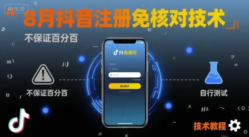 8月抖音注册免核对技术，不保证百分百，自测_学通网创