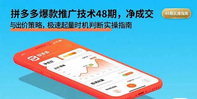 (15830期)拼多多爆款推广技术48期,净成交与出价策略,极速起量时机判断实操指南_学通网创