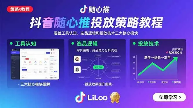 (15828期)抖音随心推投放策略教程:涵盖工具认知、选品逻辑和投放技术三大核心模块_学通网创
