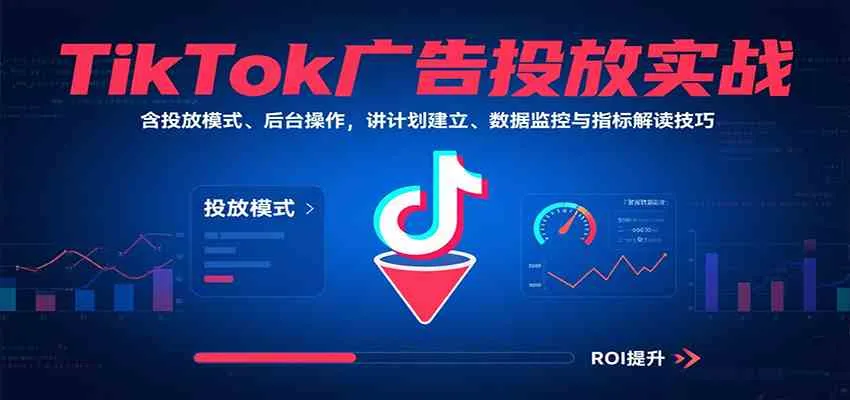 TikTok广告投放实战，含投放模式、后台操作，讲计划建立、数据监控与指标解读技巧_学通网创