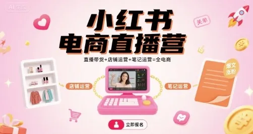 小红书电商直播营，直播带货+店铺运营+笔记运营=全电商_学通网创