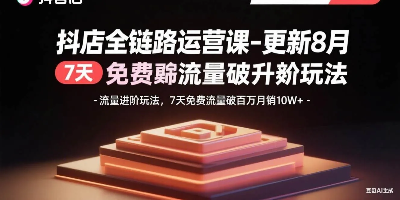 （15918期）抖店全链路运营课-更新8月：流量进阶玩法，7天免费流量破百万月销10W+_学通网创