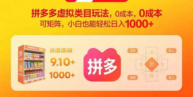 （15943期）拼多多虚拟类目玩法，0成本，可矩阵，小白也能轻松日入1000+_学通网创