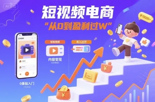 短视频电商：短视频变现从0到盈利过W_学通网创