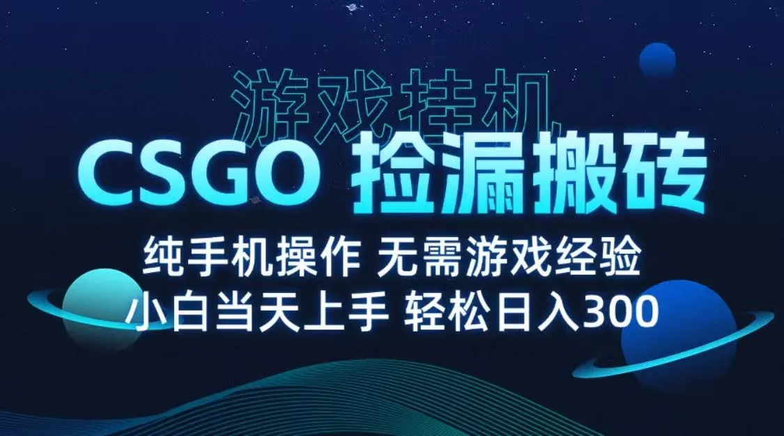 9月最新游戏搬砖，CSGO纯挂机，不需要玩游戏，实现真挂机，月入1W+_学通网创