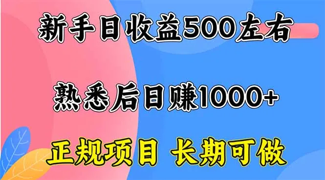 新手日收益500+ 正规项目 长期可做_学通网创