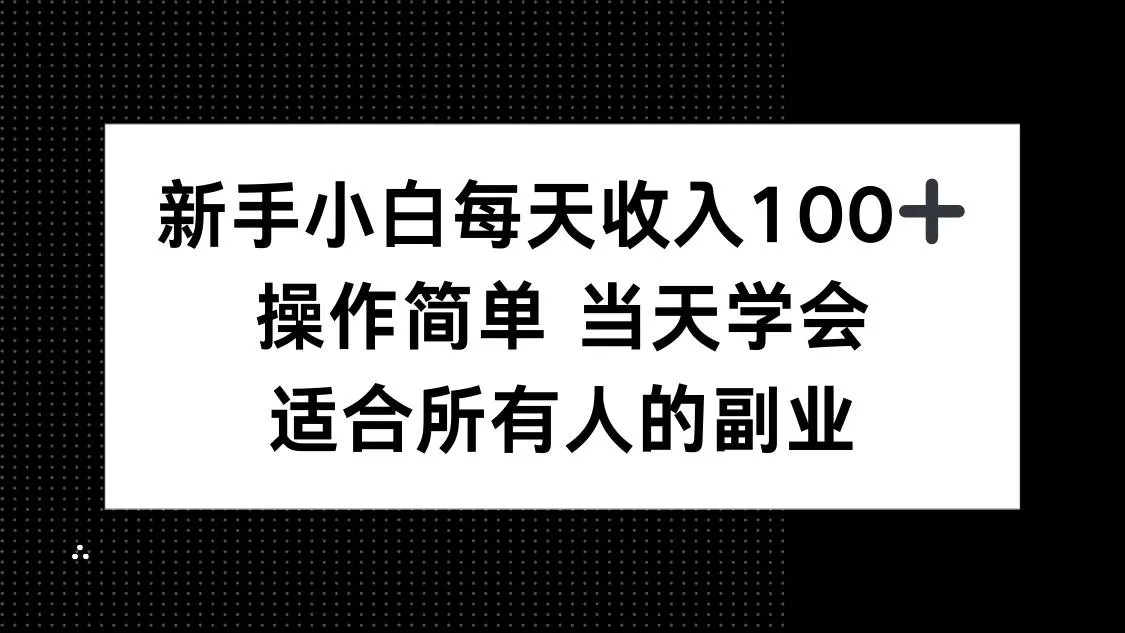 (15937期)新手小白每天收入100+,操作简单 当天学会 ,适合所有人的副业_学通网创