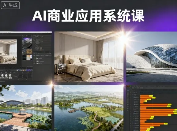 AI商业应用系统课,室内-软装-建筑-景观,智能设计+效果图+动画画实战_学通网创