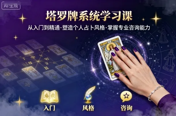 塔罗牌系统学习课，助你从入门到精通，塑造个人占卜风格，掌握专业咨询能力_学通网创