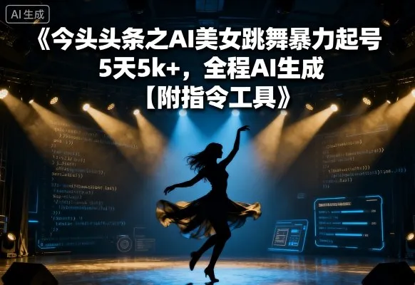 今日头条之AI美女跳舞暴力起号,5天1k+,全程AI生成【附指令工具】_学通网创