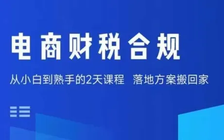 电商财税合规线下课，适合老板+财务，教你规避涉税风险，实现低成本合规经营_学通网创