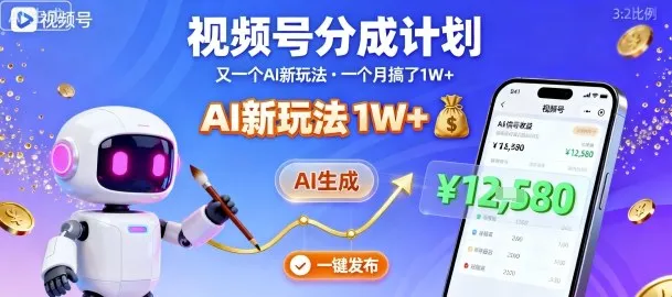 视频号分成计划：又一个AI新玩法，一个月搞了1W+，纯AI生成，一键发布即可_学通网创