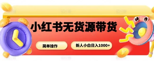 小红书无货源带货项目，简单无脑，新人小白日入多张_学通网创