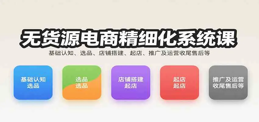 无货源电商精细化系统课：基础认知、选品、店铺搭建、起店、推广及运营收尾售后等_学通网创