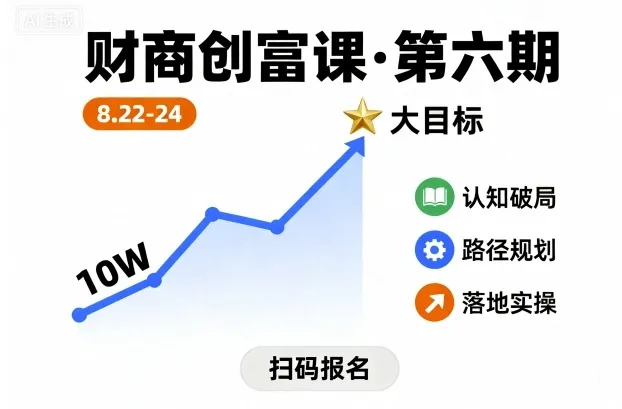 财商创富课第六期8月22-24号，如何从10W起步，一步步实现大目标_学通网创