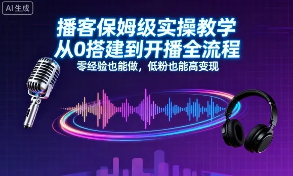 播客保姆级实操教学，从0搭建到开播全流程，零经验也能做，低粉也能高变现_学通网创