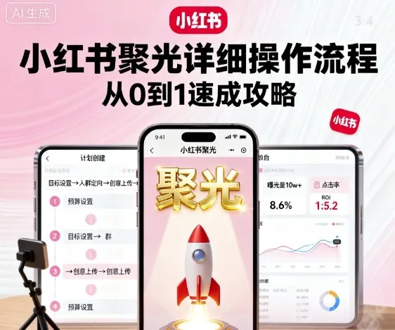 小红书聚光详细操作流程，小红书聚光从0到1速成攻略_学通网创