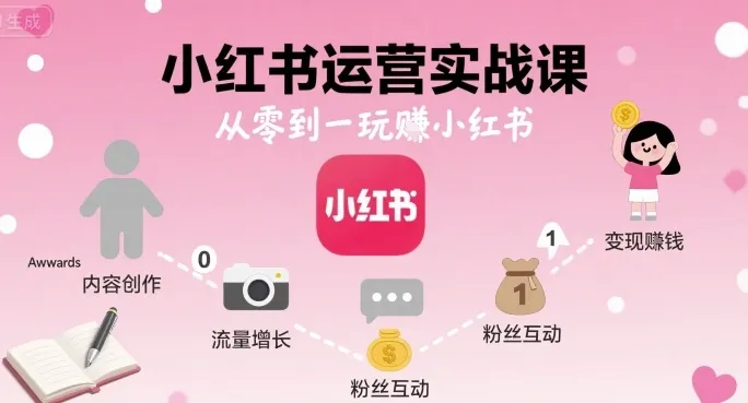 小红书运营实战课，从零到一玩賺小红书_学通网创