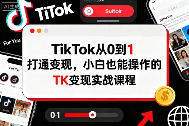 TikTok从0到1打通变现，小白也能操作的TK变现实战课程_学通网创