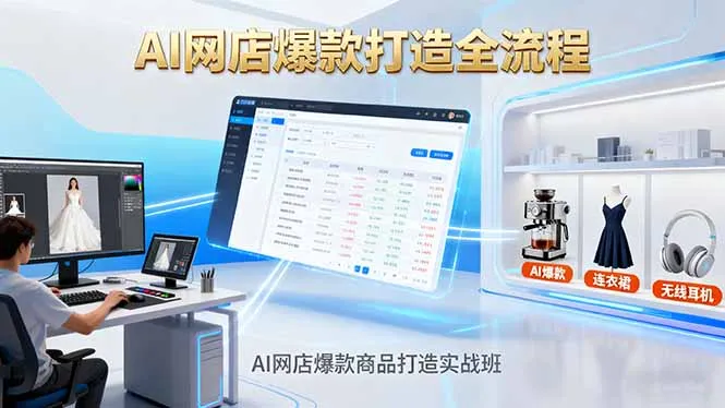 AI网店爆款商品打造实战班：AI技术实现商品图智能处理，快速搭建AI网店_学通网创