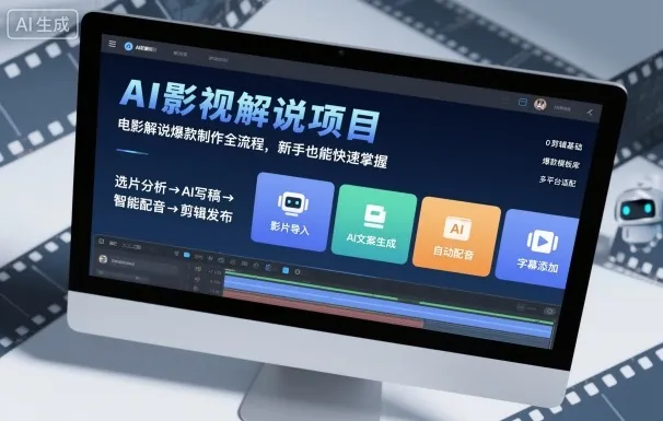 AI影视解说项目，电影解说爆款制作全流程，新手也能快速掌握_学通网创