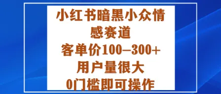 小红书暗黑小众情感赛道，客单价100-300+用户量很大，0门槛即可操作_学通网创