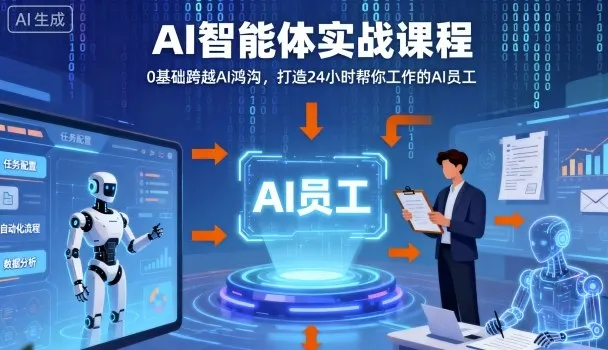 Ai智能体实战课程，0基础跨越Ai鸿沟，打造24小时帮你工作的Ai员工，打破常规，以实战定义Ai_学通网创