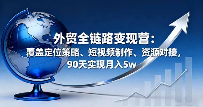 外贸全链路变现营：覆盖定位策略、短视频制作、资源对接，90天实现月入5w_学通网创