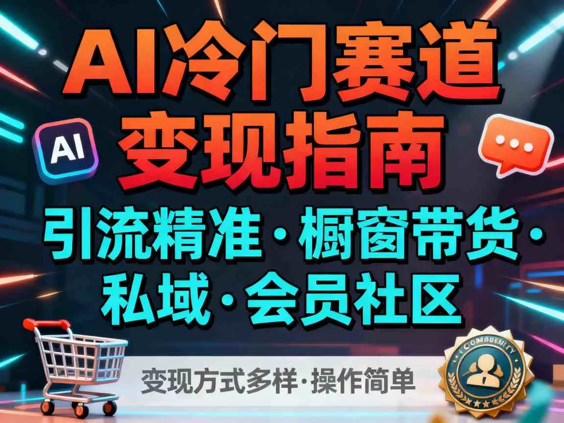AI冷门赛道，引流精准，橱窗带货+私域+会员社区，变现方式多样，操作简单_学通网创