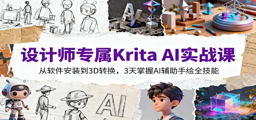 设计师专属Krita AI实战课：从软件安装到3D转换，3天掌握AI辅助手绘全技能_学通网创