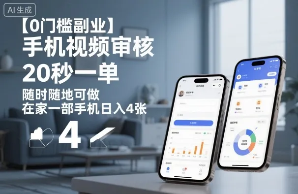 【0门槛副业】手机视频审核，20秒一单，随时随地可做，在家一部手机日入4张【揭秘】_学通网创