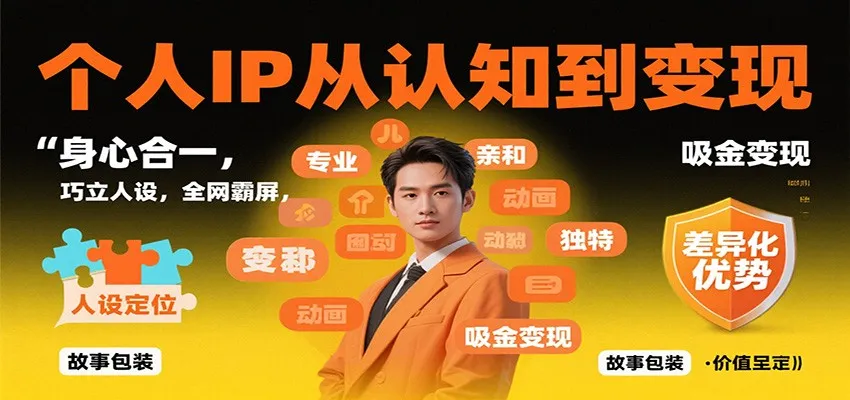 个人IP从认知到变现，身心合一，巧立人设，全网霸屏，吸金变现_学通网创