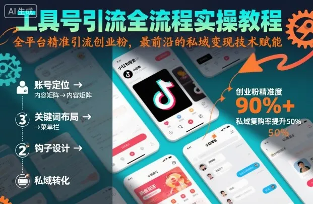 工具号引流全流程保姆级实操教程，全平台精准引流创业粉，最前沿的私域变现技术赋能_学通网创