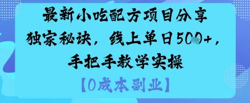 最新小吃配方项目分享独家秘诀，线上单日5张，手把手教学实操_学通网创