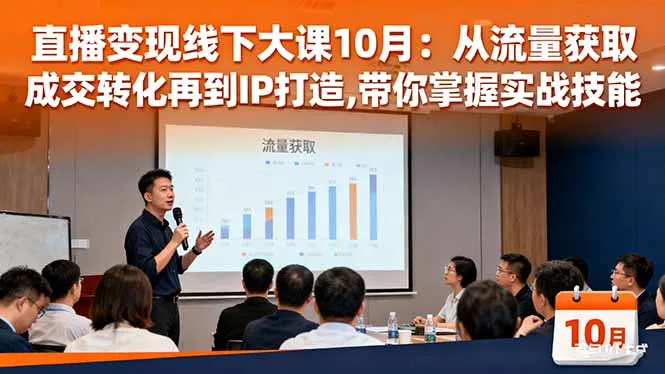直播变现线下大课10月：从流量获取到成交转化再到IP打造,带你掌握实战技能_学通网创