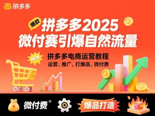 拼多多2025微付费引爆自然流量，拼多多电商运营教程，运营、推广、打爆品、微付费(更新)_学通网创