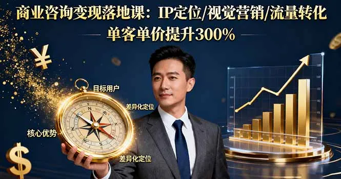 商业咨询变现落地课：IP定位/视觉营销/流量转化，单客单价提升300%_学通网创