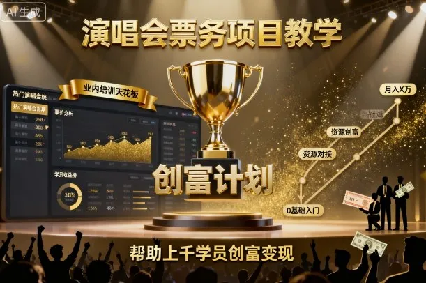 演唱会票务项目教学，业内培训天花板，帮助上千学员创富变现(更新)_学通网创