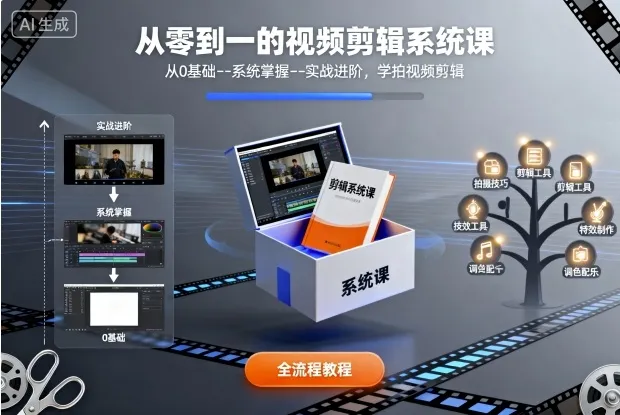 从零到一的视频剪辑系统课，从0基础–系统掌握–实战进阶，学拍视频剪辑_学通网创