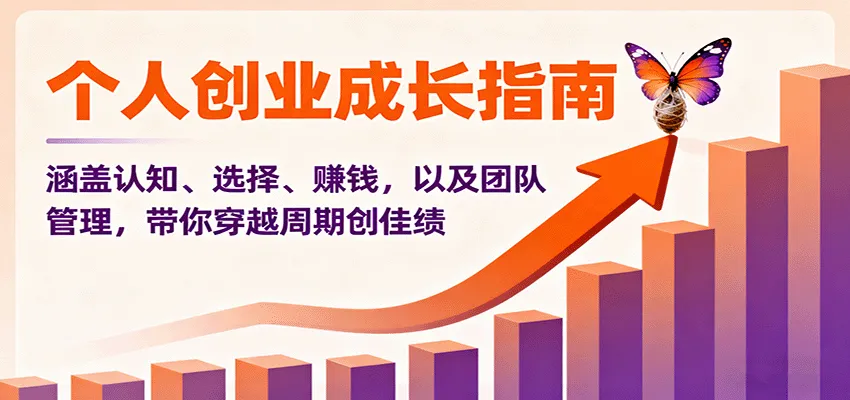 个人创业成长指南：涵盖认知、选择、赚钱，以及团队管理，带你穿越周期创佳绩_学通网创