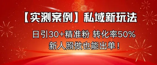 【实测案例】私域新玩法，日引30+精准粉，转化率50%，新人照做也能出单！_学通网创