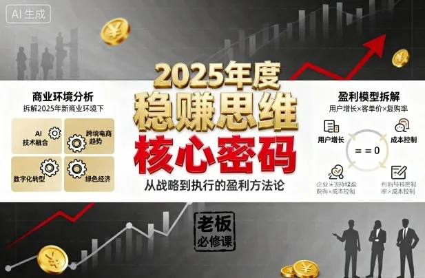 2025年度稳賺思维老板创业营，拆解2025年新商业环境下，企业实现持续盈利的核心密码_学通网创