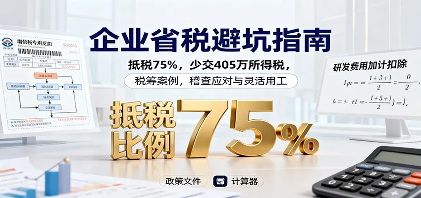 企业省税避坑指南：抵税75%，少交405万所得税，税筹案例，稽查应对与灵活用工_学通网创