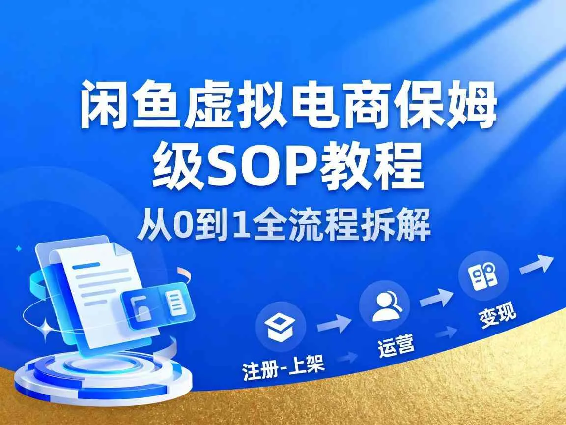 闲鱼虚拟电商，月入轻松过1W，保姆级SOP教程_学通网创