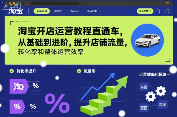 淘宝开店运营教程直通车，从基础到进阶，提升店铺流量，转化率和整体运营效率(更新11月)_学通网创