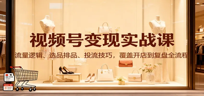视频号变现实战课：流量逻辑、选品排品、投流技巧，覆盖开店到复盘全流程_学通网创
