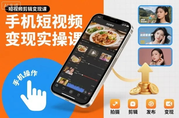 手机短视频变现实操课，短视频剪辑变现课_学通网创