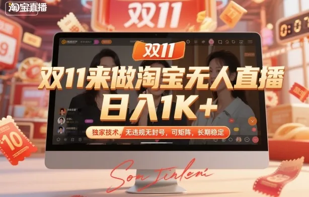 双11来做淘宝无人直播，日入1K+，独家技术，无违规无封号，可矩阵，长期稳定【揭秘】_学通网创