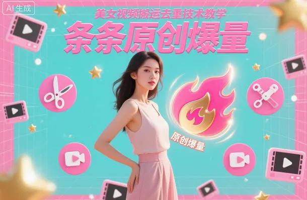 美女视频搬运去重技术教学，条条原创爆量_学通网创